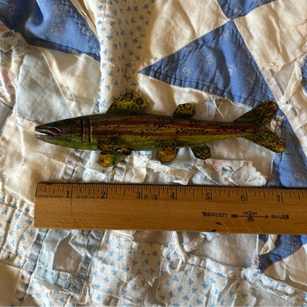 Vintage Handmade Folk Art Swimming Ice Fishing Spearing Fish Decoy Lure - Picture 5 of 7